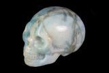 Realistic, Carved, White and Green Jade Skull #116562-1